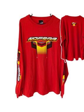 Vintage 90s No Fear Shirt XL Spell Out Red Single Stitch Racing Long Sleeve XXL